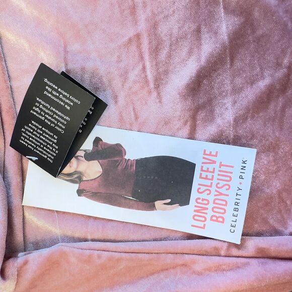 NWT Celebrity Pink Pink Crushed Velvet Long Sleeve Bodysuit Plus Size XXL - Picture 12 of 13